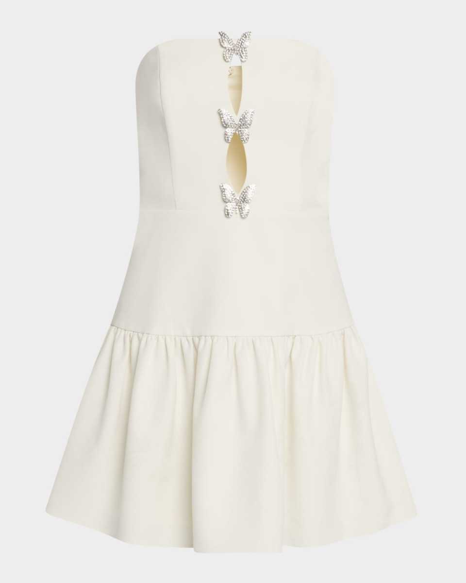 Strapless Cutout Butterfly Crepe Mini Dress
